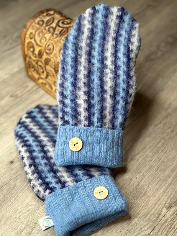 Adult Supersoft Blues Mitts with Light Blue Cuff