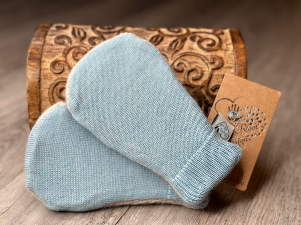 Newborn to 5 Years Baby Blue Wool Mitts