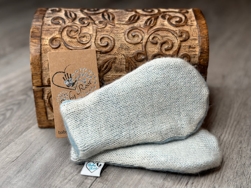 Newborn to 5 Years Baby Blue Wool Mitts