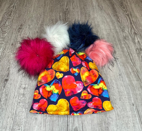 Rainbow Hearts Toque