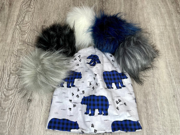 Grey & Blue Bear Toque