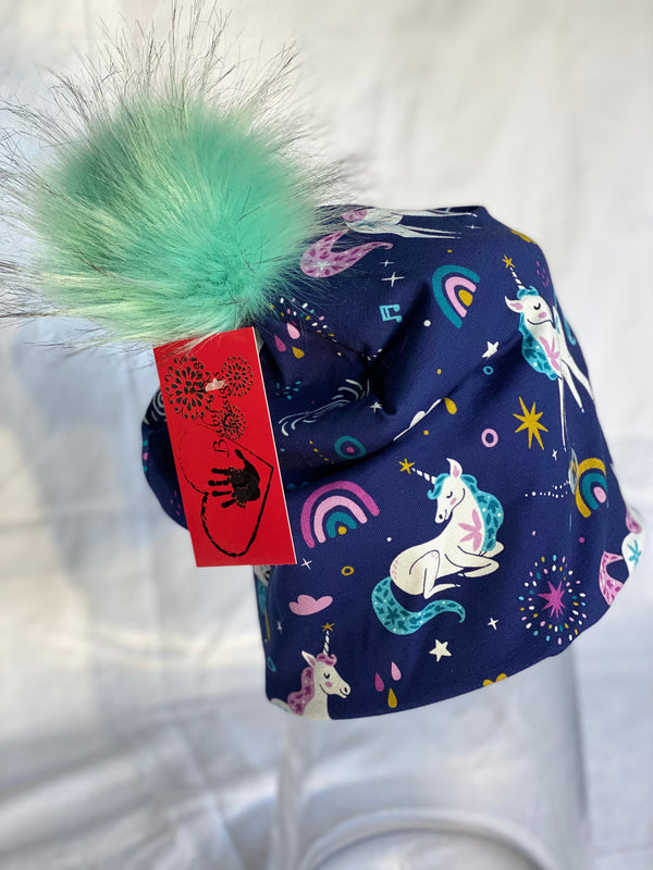 Unicorns on Blue Toque