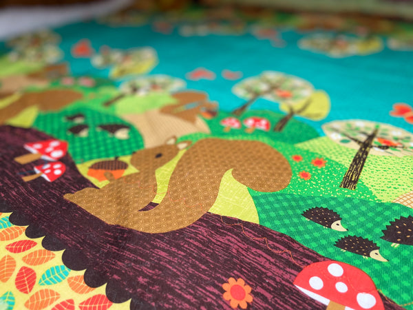 Squirrels in the Garden Quilted Blanket