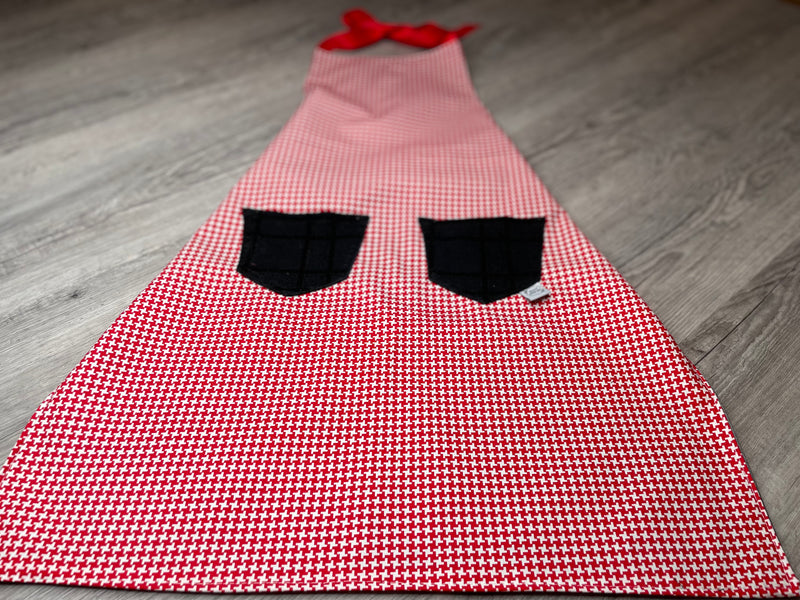 Red & White Houndstooth Apron 6-12 Years