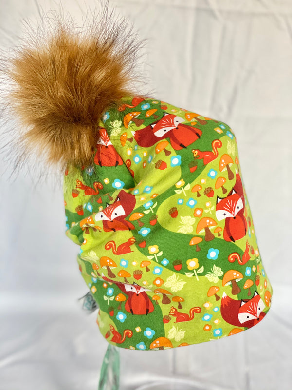 Squirrelly Fox on Green Toque