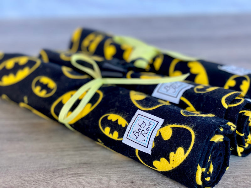 Bat in Black Flannel Swaddle Blanket