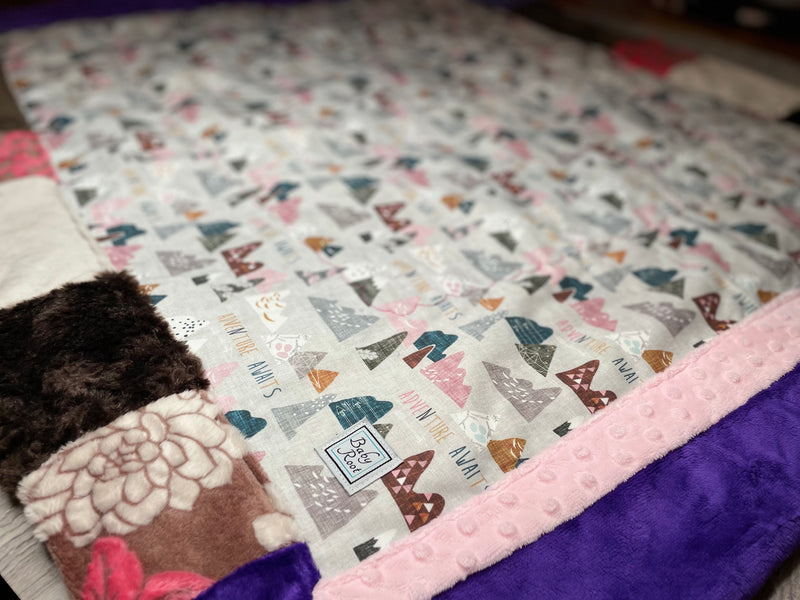 Multi Patch Adventure Awaits Quilted Blanket