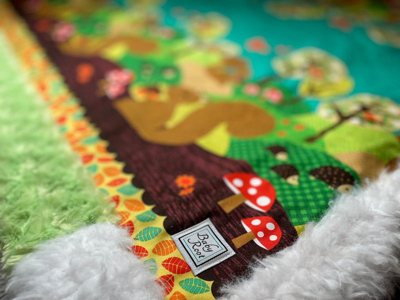 Squirrels in the Garden Quilted Blanket