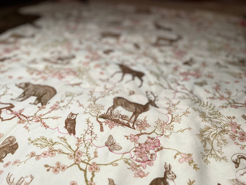 Pink & Chocolate Mountain Wildlife Quilted Blanket